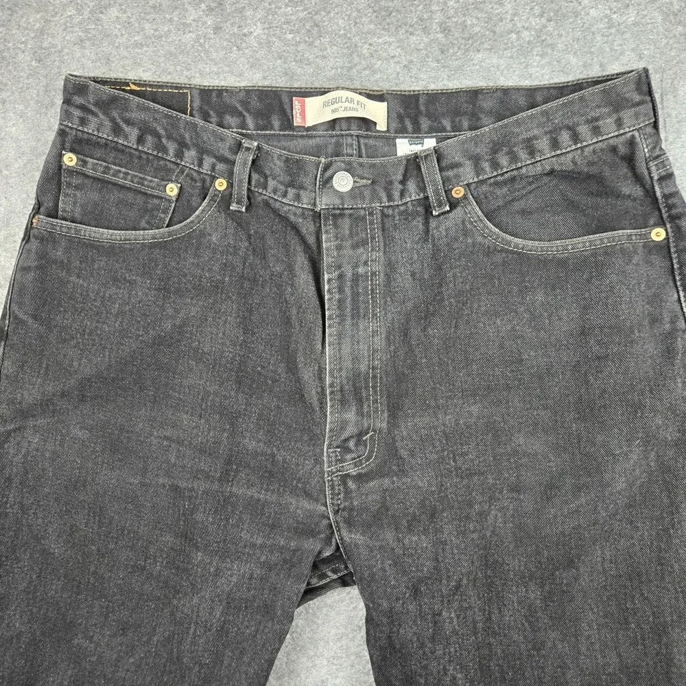 Vintage Levis 505 Jeans Men's 40x30 (Fits 38x29) Black Straight Grunge Y2K VTG